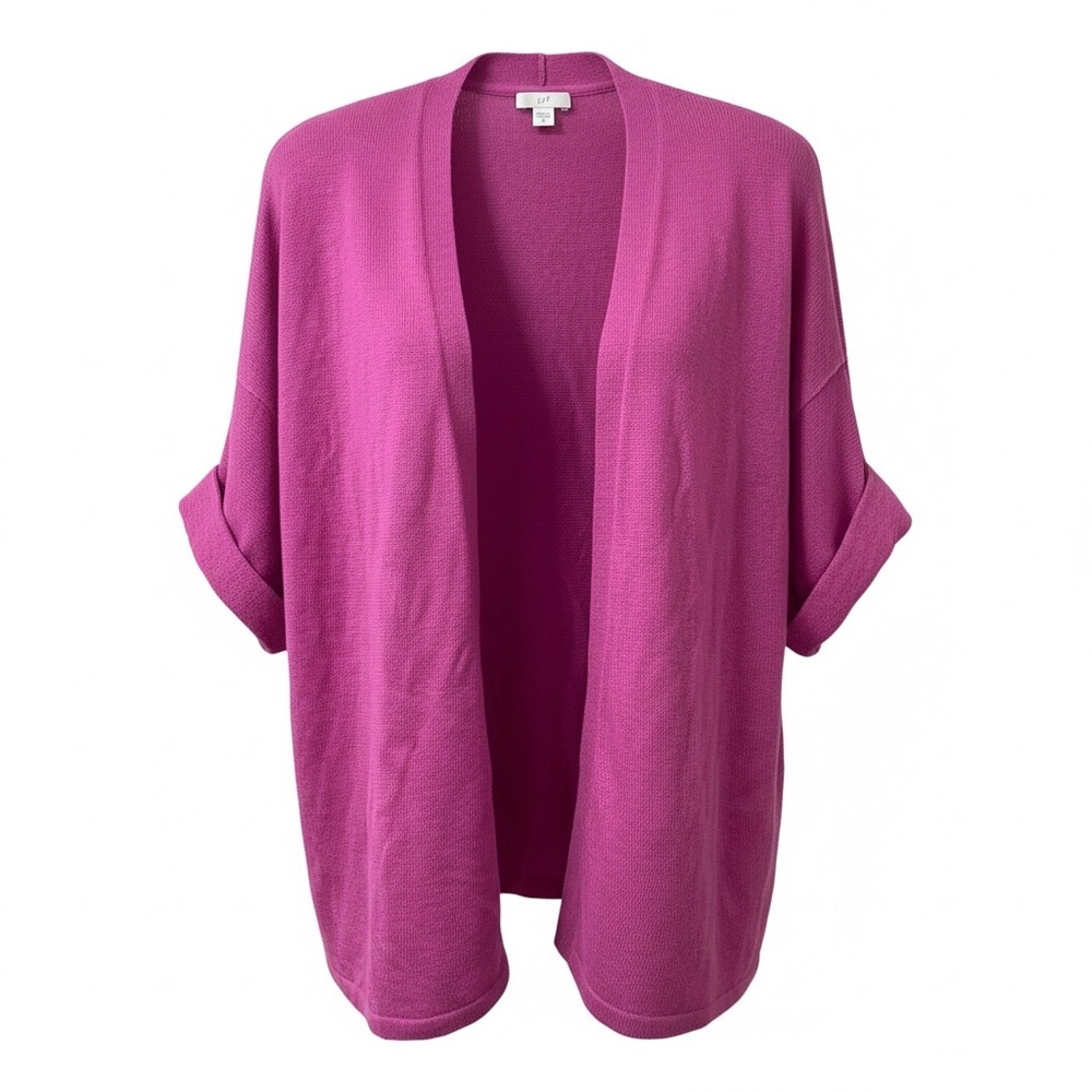 J.Jill Women’s Open-Front Knit Cardigan Linen Size Large Boho Costal Vacation
